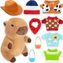 Capybara Plush with 9 pcs Clothes & Accessories, 10.2 in Cute Capybara Stuffed Animal Plush Toys, Dress Up Cute Plushies for Girls/Boys (Navy)
