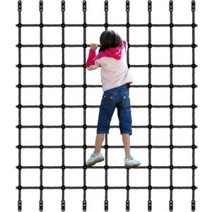 Climbing Cargo Net for Kids & Adults 80" x 139" Nylon Climbing Rope Net No Knots Safety Climbing Ladder Net for Swing Set, Treehouse Bridge, Ninja Obstacle Course, Playground, Backyard Playset Black