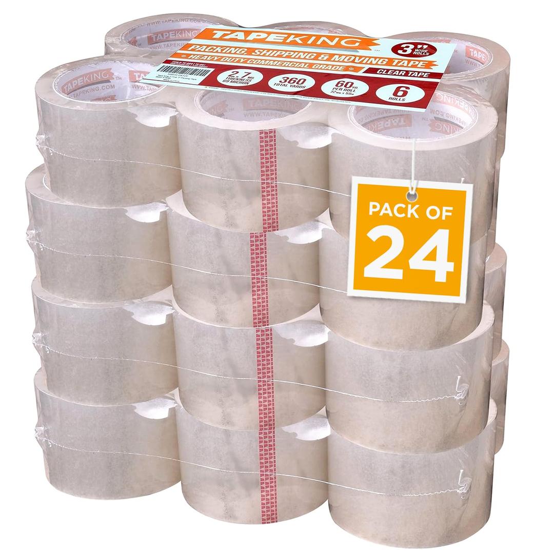 Tape King Clear Packing Tape 3 Inch Wide (Case of 24 Rolls) - 60 Yards Per Refill Roll, (2.7mil Thick) Strong Sealing Adhesive Industrial Depot Tapes for Moving, Packaging, Shipping, Office & Storage (24 Roll Case / 3" Wide)