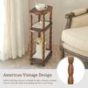 MaxSmeo Small Narrow Side Table, 3-Tier Narrow End Table with Storage, Skinny Side Table Nightstand for Small Space, Bedrooms, Living Room (Rustic Brown)