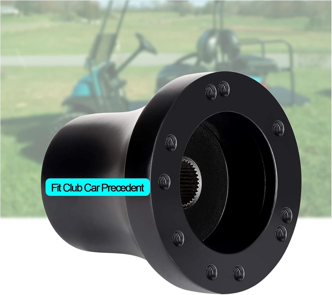 Golf Cart Steering Wheel Fit for EZGO RXV & TXT, Club Car DS, Club Car Precedent, Yamaha, Most Golf Cart (A Club Car Precedent Adapter - Black)