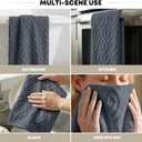 Artoid Mode 2 Pcs Grey 3D Diamond Grid Jacquard Hand Towels for Bathroom, 100% Cotton Soft Absorbent Bathroom Decor Towels, 13.7 x 29.5 Inch