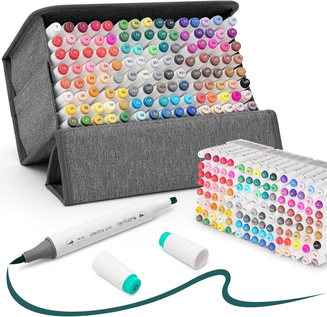 Art Markers 120 Brush Tips Alcohol Markers for Professional Artists and Beignners Coloring Illustration Sketch Marker Set