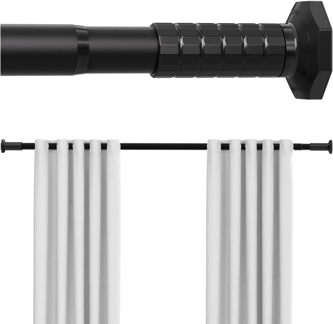 Shower Curtain Rod Tension No Drilling, Adjustable 51-128In,Black
