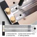 Precision Marking T-Rule Stainless Steel T Square with Mechanical Pencil & 0.5mm Refill Scribing Line Ruler for Marking or Measuring, for Carpenters, Designers, Architects, Engineers 200mm