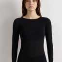 Intimissimi Woman's Sheer Boat Neck Modal Cashmere Ultralight Top (Black, S)