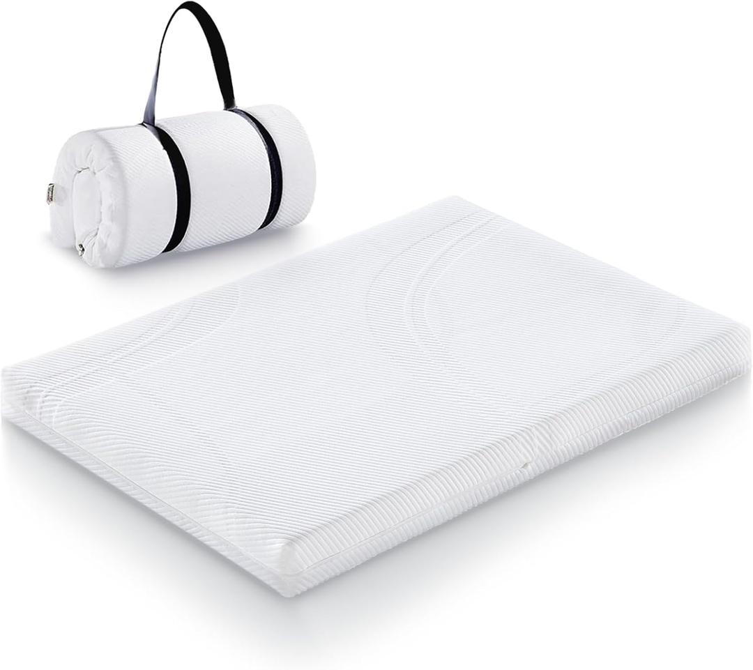 Pack and Play Mattress 38x26 inch Portable Crib Mattress for Travel, Memory High Density Foam for Toddle Baby, Dual Side Use, Removable & Machine Washable Cover