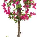 4FT Artificial Bougainvillea Tree, Faux Silk Floral Tree Bougainvillea Plant with Flowers in Plastic Pot for Home Office Garden Indoor Outdoor Decor