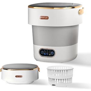 Portable Foldable Washing Machine, Mini Washer for Deep Cleaning, Ideal for Underwear Baby Clothes, Compact for Apartment Dorm Hotel 20L Grayish White