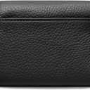 RFID-Blocking Women's Real Leather Wallet with Large Capacity and Wristlet - Small, Secure, and Chic - Conveniently Holds Cards, Cash, and Coins (All Black - RFID Protected with Wristlet)