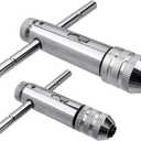 2Pcs Ratchet T Handle Tap Wrench, Adjustable T Bar Handle Holder Ratcheting Wrench for Metric M3-M8 / M5-M12 Thread Screw Taps