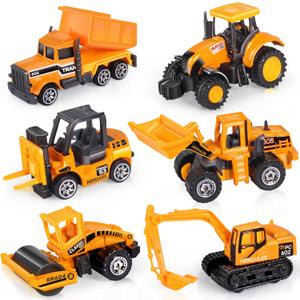 Oriate Construction 6PCS/Set diecast car, Including bulldozers, Forklift, Excavator & Other Educational Indoor & Outdoor Toy Cars, mini car Models for Boys and Girls 3 Years Old Birthday Easter Gifts