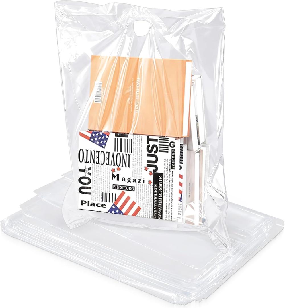 Qilery 100 Pcs 20"x24" Extra Large Clear Plastic Shopping Merchandise Bags Bulk with Handles 2 Mil Thick Glossy Retail Packaging Heavy Duty Bags for Small Business, Clothing Stores, Gift Wrapping