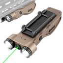 ZBULAR 2200 Lumen Tactical Flashlight with Green Laser Beam Combo, Low Profile Design Rechargeable Weapon Light Picatinny Rail mlock Mounted with Momentary Strobe Function Rifle Flashlight, Desert Tan