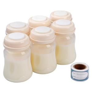 Breast Milk Storage Bottles 6pcs with Handwriting Stickers, 6oz Breastmilk St 5Pcs
