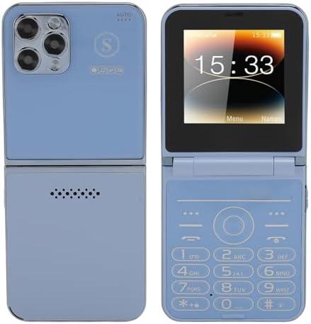 PUSOKEI 2G Flip Cell Phone, 2.6 HD Display, Big Buttons, Clear Sound, High Resolution Camera, Built in LED Flashlight, Mobile Phone with 1400mAh Battery for Seniors (Blue)