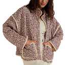 Fashion Be Yourself Women's Cropped Quilted Jacket Floral Printed LightWeight Padded Puffer Cardigan Coat Outwear(3950-09Red-S)