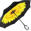 MRTLLOA 40/49/56 Inch Oversize Windproof Inverted Reverse Upside Down Umbrella, Golf Size Rain Umbrella, Double Layer, C-Shaped Handle for Men, Women and Kids