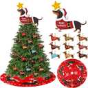 29 Pcs Christmas Tree Ornaments Set Dachshund Dog Star Christmas Tree Topper Decoration Ornament 27 Pcs Dachshund Dog Ornament Wood 48 Inch Christmas Tree Skirt Winter Holiday Party Decor