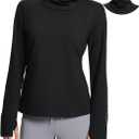 baleaf Thermal Long Sleeve Women Shirts Winter Clothes Cowl Neck Warm Fleece Base Layer Tops with Balaclava and Thumbholes (X-Large, Black)