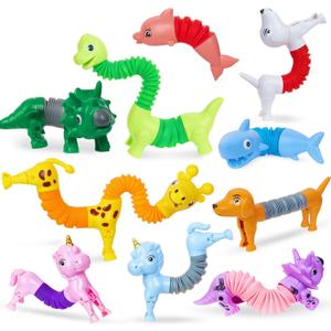 10PCS Animal Pop Tubes Fidget Toys, Sensory Stress Relief Toys for Autism, Goodie Bag Stuffers for Kids, Treasure Box Toys & Classroom Prizes, Party Favors for Kids 3-5