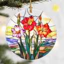 Christmas Ornaments, 2.8in Ceramic Birth Flower Ornament, Xmas Decor, Christmas Tree Ornaments, Xmas Decorations for Tree, Holiday Ornament, Birth Flower Gifts, Gift Ideas, Gifts for Women - Aug