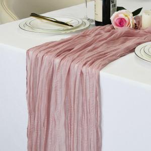 LuxeLouise 2 Packs Cheesecloth Table Runner 120 Inch Dusty Pink Cheese Cloth Table Runner 10ft Chiffon Gauze Table Runners for Table Decor Birthday Party Baby Shower and Bridal Shower Decorations