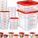 Yungyan 16 Pcs Restaurant Food Storage Containers with Lids Set, Red Lids, 2Qt, 4Qt