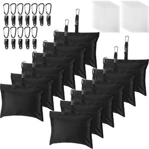 Soulchen 8/10/12 Pcs Boat Cover Sand Bag Mooring Kit 600d Marine Grade Polyester Canvas Tear-Resistant Weight Windproof Weighted Sand Bag Tarp Weight with Carabiner and Tarp Clip Accessories