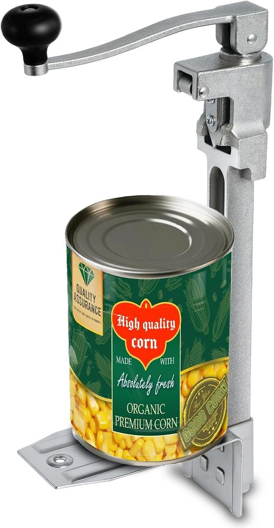 Commercial Can Opener Heavy Duty, 20" Stainless Steel Table Mounted Opener for #10 Cans up to 11" Tall, Professional Industrial Kitchen Tool with Cast Steel Base and Stainless Blade, Size: 20"