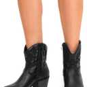 DREAM PAIRS Women's Western Cowboy Cowgirl Embroidered Ankle Boots Fashion Low chunky Heel Round Toe Fall Short Booties Shoes,Size 10,Black 