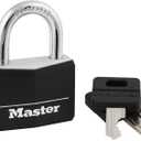 Master Lock 1 141D 1-9/16" Black Vinyl Cover Brass Padlock