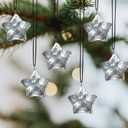6Pcs Glass Christmas Ornaments Clear Faceted Glass Star Hanging Decorations for Centerpieces Sun Light Catcher Crystal Ornaments for Christmas Tree Windows Chandelier Wedding New Year Party Supplies