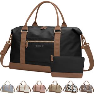 ELONGRIVER Travel Duffle Bag for Women, Weekender Bags, Hospital Bag for Labor Delivery, Lightweight Tote Duffel Overnight Bag with Luggage Sleeve, Airplane Travel Bags with Toiletry Bag, Large, Black