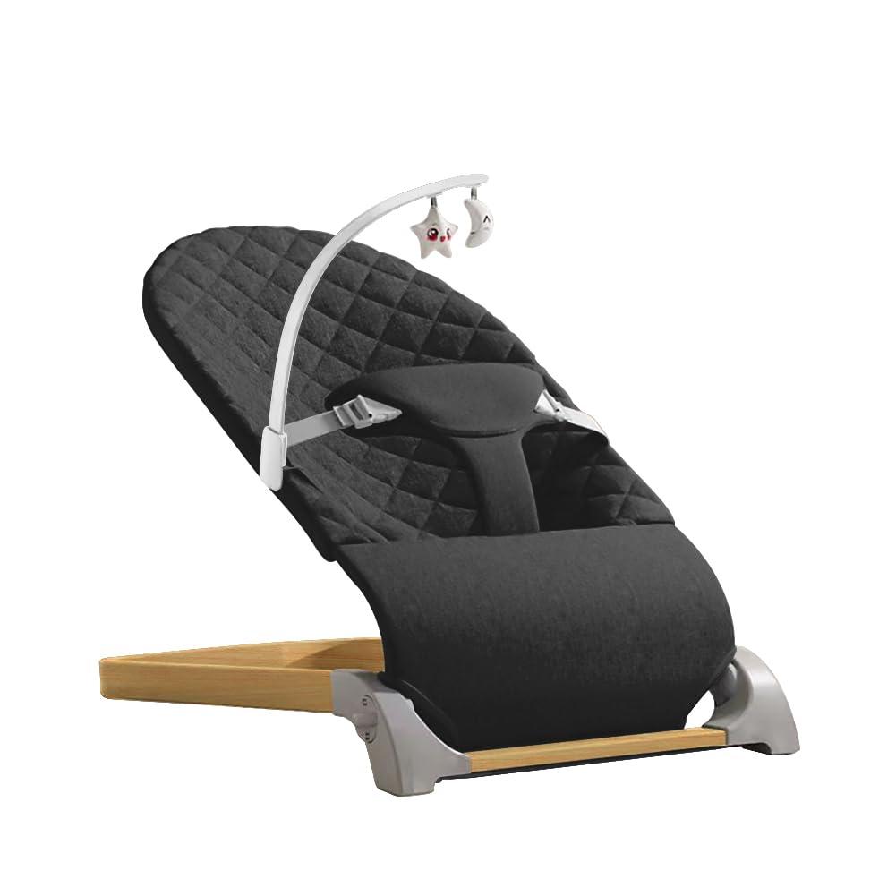 Baby Bouncer, Portable Baby Bouncer Seat for Babies 0-12 Months with 3 Hight Adjustable and Removable Bar, Portable Baby Bouncer Chair for Baby Newborn Toddler Infant (Dark Grey)