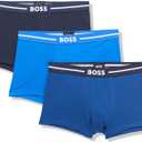 BOSS mens 3 Pack Bold Logo Cotton Stretch Trunks (XX-Large, Electric Blue/Deep Navy)