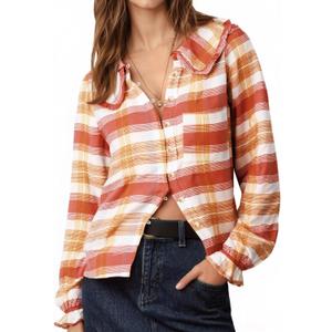 Tankaneo Womens Peter Pan Collar Button Down Shirts Long Sleeve Plaid Blouse Dressy Casual Fall Tops (S)
