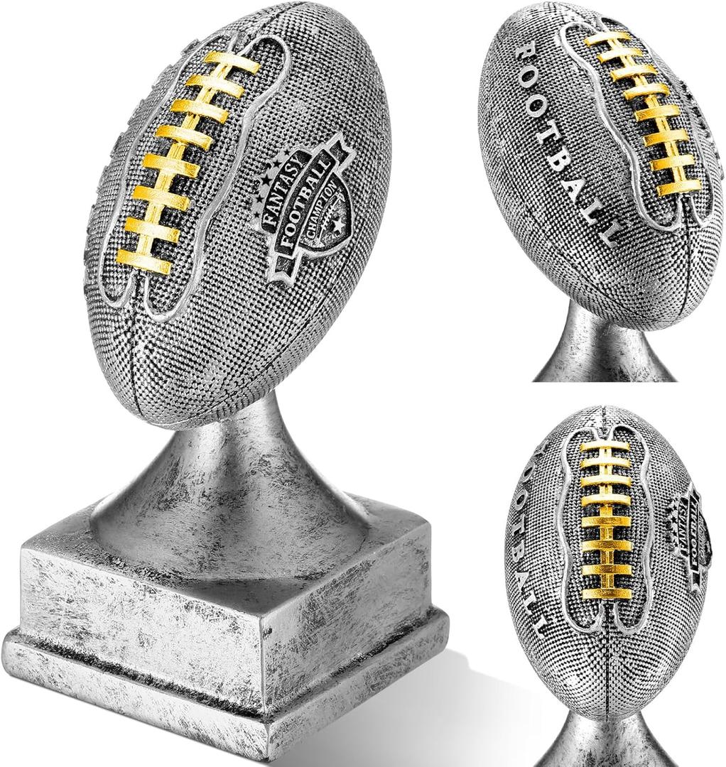 Silver Fantasy Football Champion Trophy 6 Inch Winner Glory Award Celebrate The Game Winning Touchdown or Playoff Win Championship