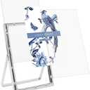 Laura Ashley 4x6 Silver Bamboo Metal Picture Frame (Vertical) with Pull-Out Easel Stand, Made for Tabletop, Counterspace, Shelf and Desk