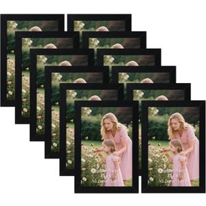 Schliersee 4x6 Picture Frames Black Set of 12, Elegent Black Frame for 4 by 6 Photo, Wall and Tabletop Display