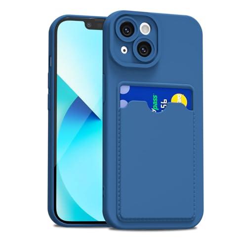LoeoeL for iPhone 13 Mini Case with Card Holder Slim, Thin Silicone Wallet Phone Case with Credit Card Slot for Women Men, Soft Rubber Gel TPU with Pocket Shockproof Camera Cover, Navy Blue