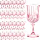 48Pcs Plastic Wine Glasses, 7oz Plastic Goblets for Party, Drinking Glasses Unbreakable Crystal Goblets Reusable Drinkware for Wedding Reception, Grand Event Party Supplies(Pink)