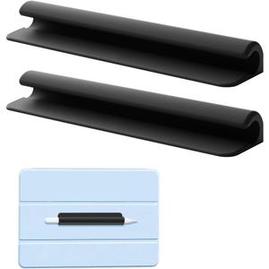 eZAKKA 2PCS Silicone Pencil Holder, Stylus Holder For Stylus Pens,For Most Pens,Pencils,Self-Adhesive Stick To Notebooks,Diary, Desks,Tablet, Black