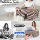 Reading Pillows for Sitting in Bed Adult, Reading Pillow for Gaming, for Working, Playing Games, Crocheting or Sitting, Lap Memory Foam Pillow with Side Pockets (Reddish Brown and White)