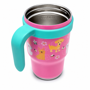 KXIAOCHEN Toddler Tumbler With Straw Spill Proof 14 Oz, Kids Tumbler With Handle Insulated Stainless Steel BPA-Free Keeps Drinks Cold up to 24 Hrs for Travel Cup Holders Outdoors, Green Powder Fruit