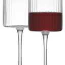 JoyJolt Elle Fluted Wine Glasses, 17.5oz Red Wine Glass Set of 2, Unique Stemmed Glass, Big Long Stem Cocktail Vintage Style Drinking Glasses