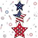 Patriotic Wreath Red White and Blue 4th of July Welcome Wreaths for Front Door with American Flag Stars Designs Wooden Front Door Sign 4th of July Decorations Porch Home Wall Outside Decor
