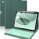 typecase Folio Keyboard Case for iPad 10th Gen 10.9 inch (2022) and iPad 11th (A16, 2025), Magnetic Wireless Detachable Keyboard, 7-Color Backlight, Thin & Light, Pencil Holder  Midnight Green