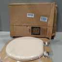 Mayfair Padded Toilet Seat, Cushioned Soft Vinyl over Wood Core Seat, Secure Hinges, Easy Clean, Made in USA, Round, Bone