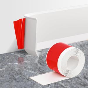 STICKGOO Baseboard Molding Trim, 4 Inch x 40 Feet Rubber Self Adhesive Baseboard Trim, Peel and Stick Vinyl Wall Base Cove Base(White)